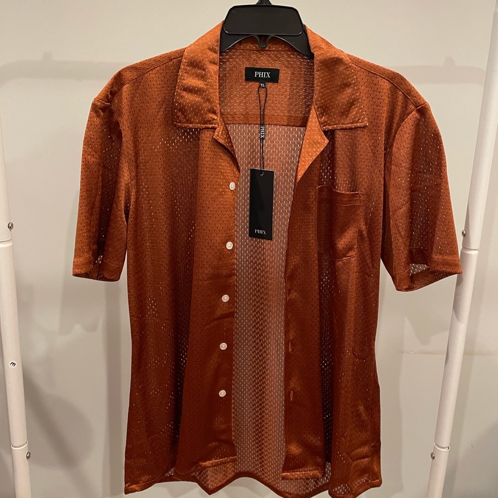 Slim Fit Mesh Cuban Shirt